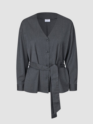 Women's Skye Belted Overshirt Charcoal Melange