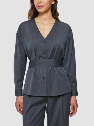 Women's Skye Belted Overshirt Charcoal Melange