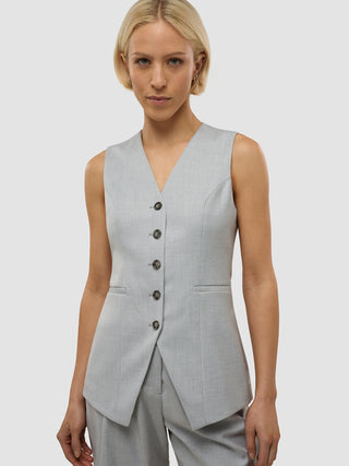 Skye Set Grey Pine Melange Long Vest & Shorts