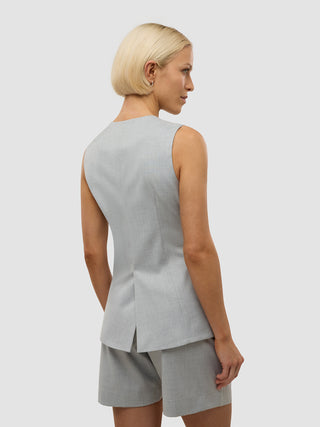 Skye Set Grey Pine Melange Long Vest & Shorts
