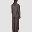 Skye Set Dark Chestnut Melange Shirt & Wide Pants