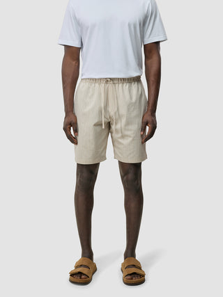 Tech Linen Elastic Shorts Sandshell Stripe