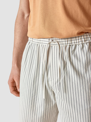Tech Linen Elastic Shorts Navy Pinstripe