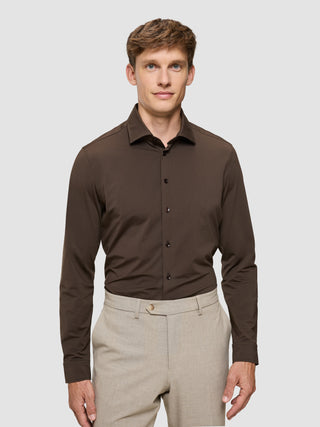 Travel Shirt Saddle Brown Slim