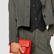 Serene Set Grey Herringbone Short Jacket & Wide Pants