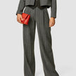 Serene Set Grey Herringbone Short Jacket & Wide Pants