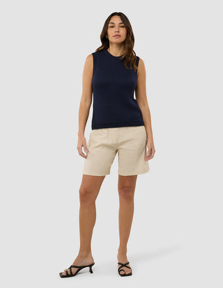 Women's Structured Knit Top Navy