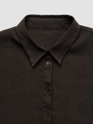 Women's Linen Shirt Short Sleeved Espresso