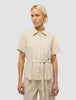 Women's Linen Shirt Short Sleeved Sandy Beige