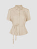 Women's Linen Shirt Short Sleeved Sandy Beige