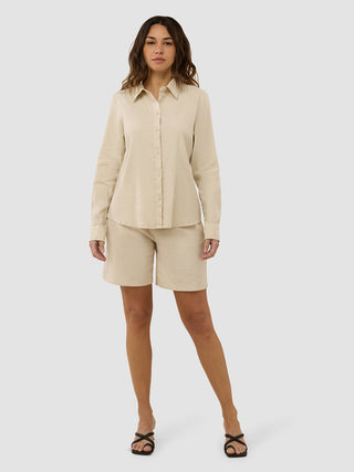 Women's Linen Shirt Sandy Beige