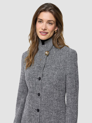 Ashryn Set Domino Herringbone Blazer and Short Skirt