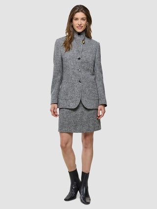 Ashryn Set Domino Herringbone Blazer and Short Skirt