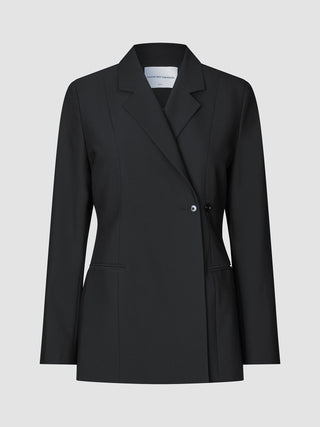 Avira-blazer til kvinder i sort med en enkelt knap og et hakket revers.
