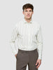 Classic Shirt Sand Herringbone Stripes Slim