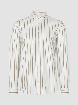 Classic Shirt Sand Herringbone Stripes Regular