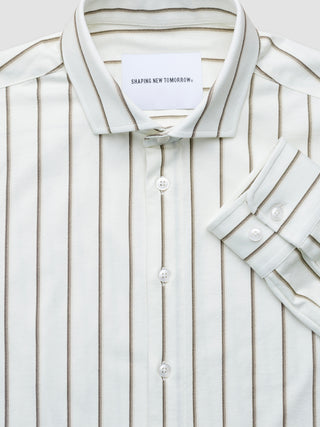 Classic Shirt Sand Herringbone Stripes Slim