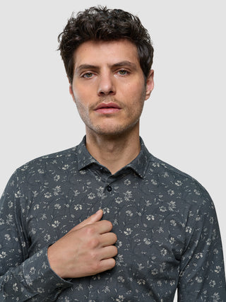 Classic Shirt Grey Floral Slim