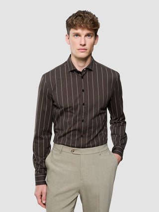 Classic Shirt Brown Pinstripes Slim