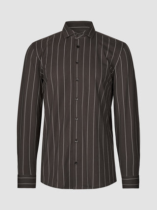 Classic Shirt Brown Pinstripes Regular