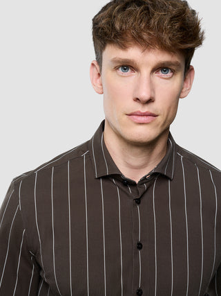 Classic Shirt Brown Pinstripes Regular