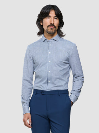 Classic Shirt Marine Herringbone Slim