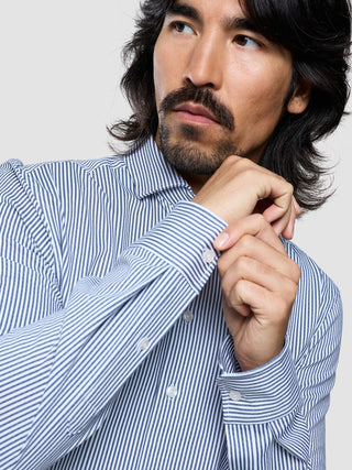 Classic Shirt Marine Herringbone Regular