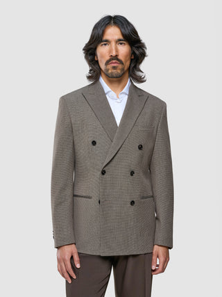 Double Breasted Essential Blazer Almond