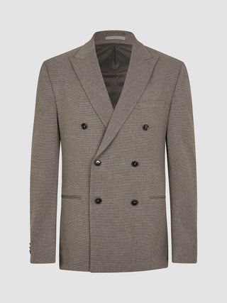 Double Breasted Essential Blazer Almond