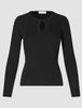 Women Fine Knit Rib Long Sleeve Black