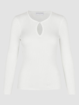Women Fine Knit Rib Long Sleeve Off White