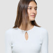 Women Fine Knit Rib Long Sleeve Off White