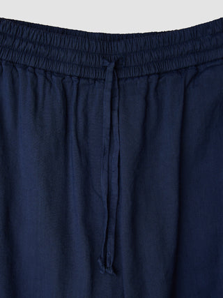 Women Linen Shorts Relaxed Night Sky