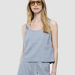 Women Linen Top Stone Grey
