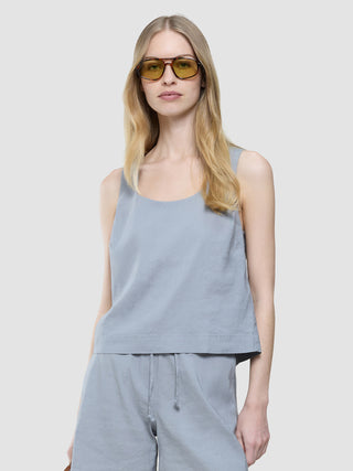 linen set stone grey top relaxed shorts