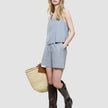 Women Linen Top Stone Grey