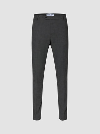 Motion Suit Pants Slim Pepper Grey – slim-fit bukser i gråt 360°-stretch med knaplukning og bæltestropper.