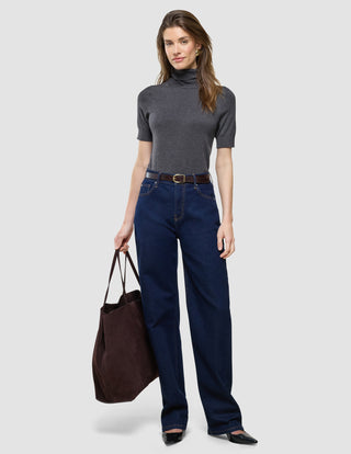 Women Quinn Short Sleeved Turtleneck Cool Brown