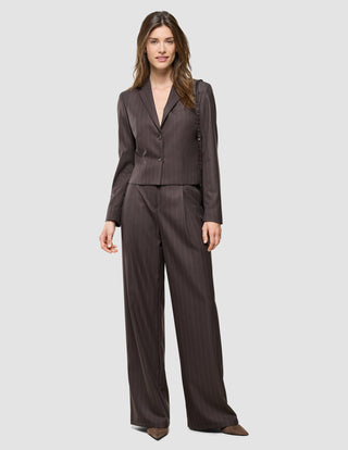 Women Raina Short Blazer Chestnut Pinstripe
