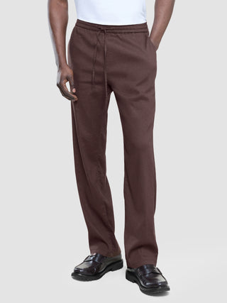 Refined Linen Pants Dark Brown