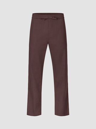 Refined Linen Pants Dark Brown