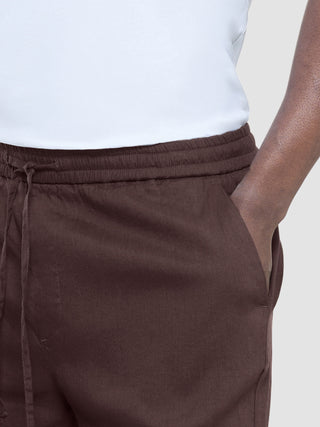 Refined Linen Pants Dark Brown