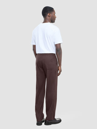 Refined Linen Pants Dark Brown