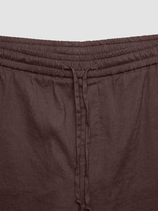 Refined Linen Pants Dark Brown