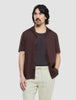 Refined Linen Bowling Short Sleeve Shirt Dark Brown