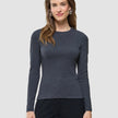 Women Rib T-shirt Long Sleeve Dark Grey Melange
