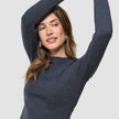Women Rib T-shirt Long Sleeve Dark Grey Melange