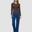 Women Rib T-shirt Long Sleeve Espresso