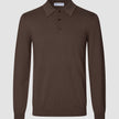 Seamless Core Knit Long Sleeve Polo Dark Brown