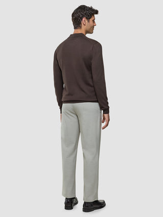 Seamless Core Knit Long Sleeve Polo Dark Brown